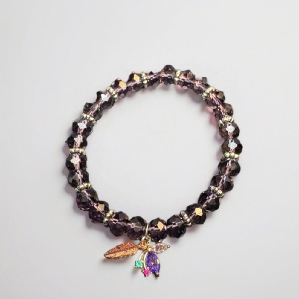 Elegant Purple Beaded Bracelet with Charms